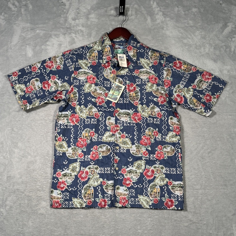 Reyn Spooner Shirt Mens Small Navy Paradise Tap Hawaiian‎ Floral Button Up NWT